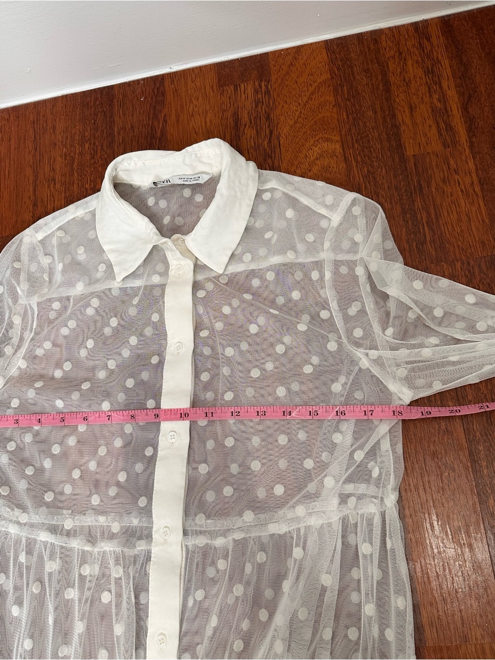 Zara Bloggers Fave Sheer White Tulle Polka Dot Maxi Shirt Dress. Divine. Size M - Picture 13 of 16